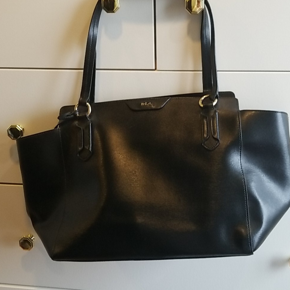 Ralph Lauren black leather tote